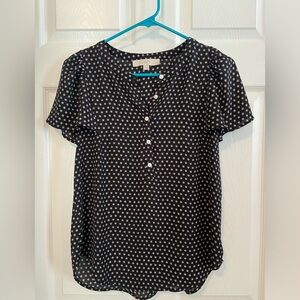 LOFT size XS black patterned blouse